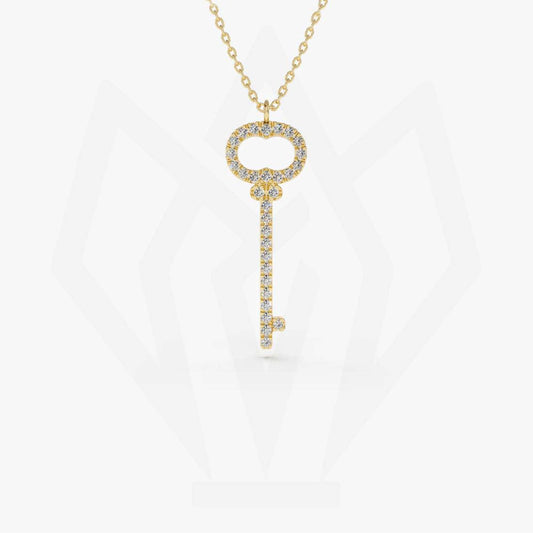 Key Charm Diamond Pendant Necklace