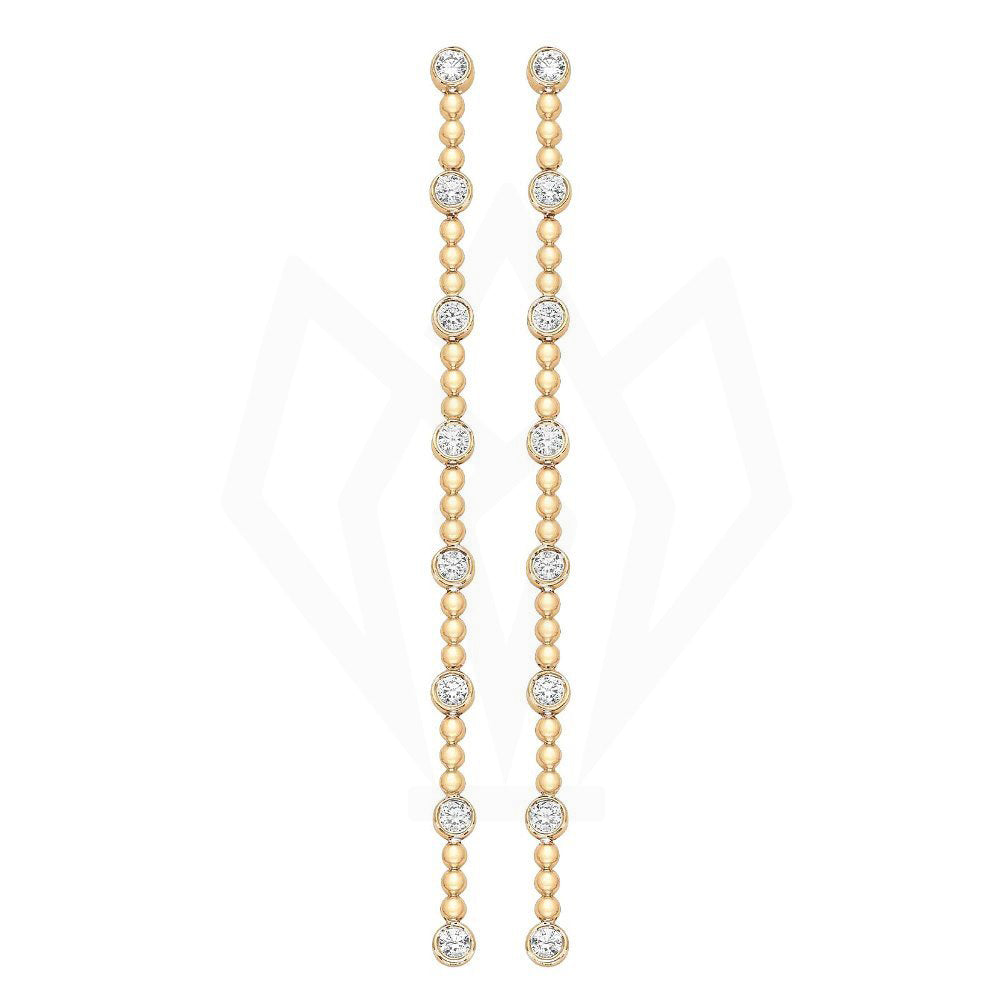 Bezel set Station Diamond Drop Earring