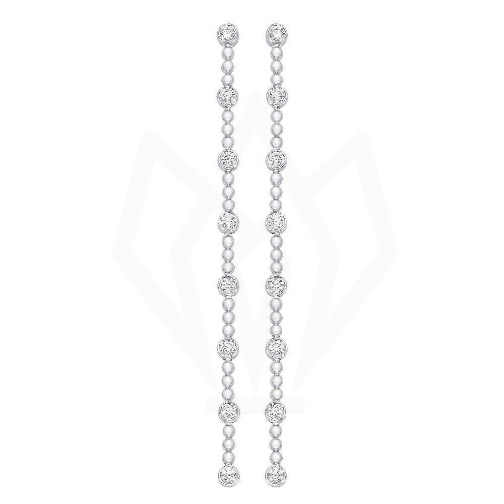 Bezel set Station Diamond Drop Earring