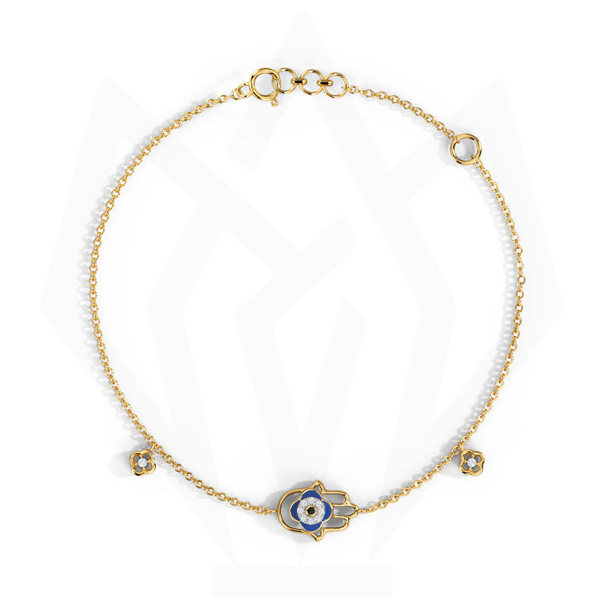 Hamsa Hand Charm Diamond Bracelet