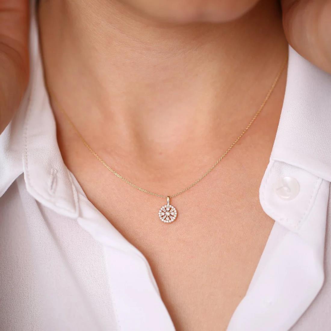 Round Charm Diamond Pendant Necklace