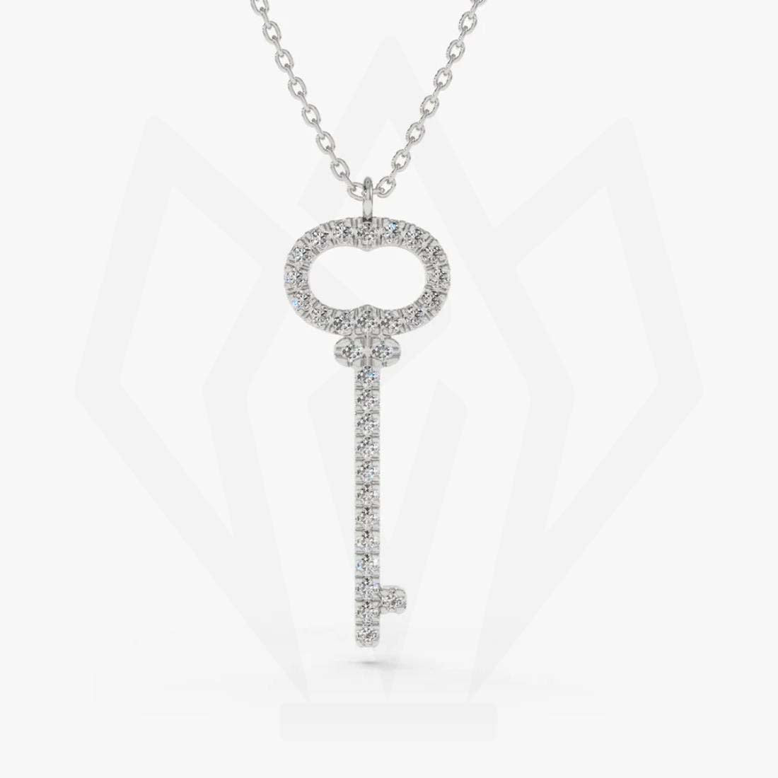 Key Charm Diamond Pendant Necklace