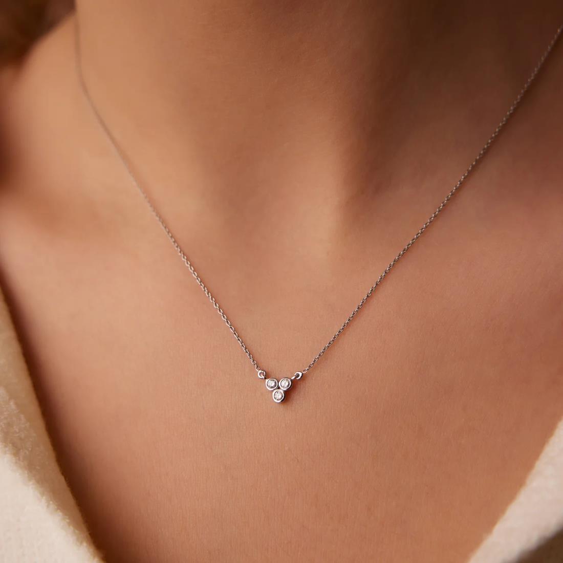Three Stone Diamond Pendant Necklace