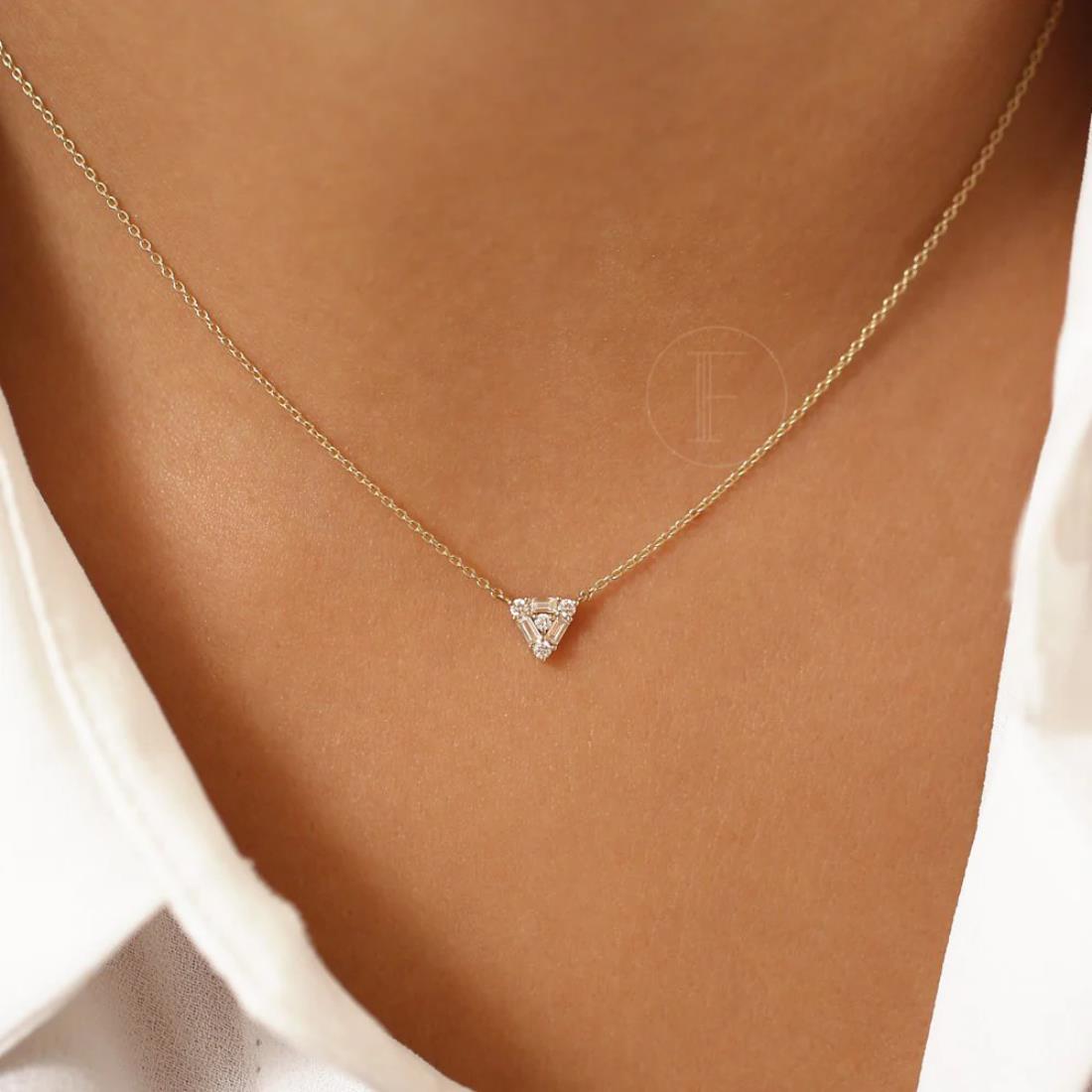 Trilliant Shape Diamond Pendant Necklace