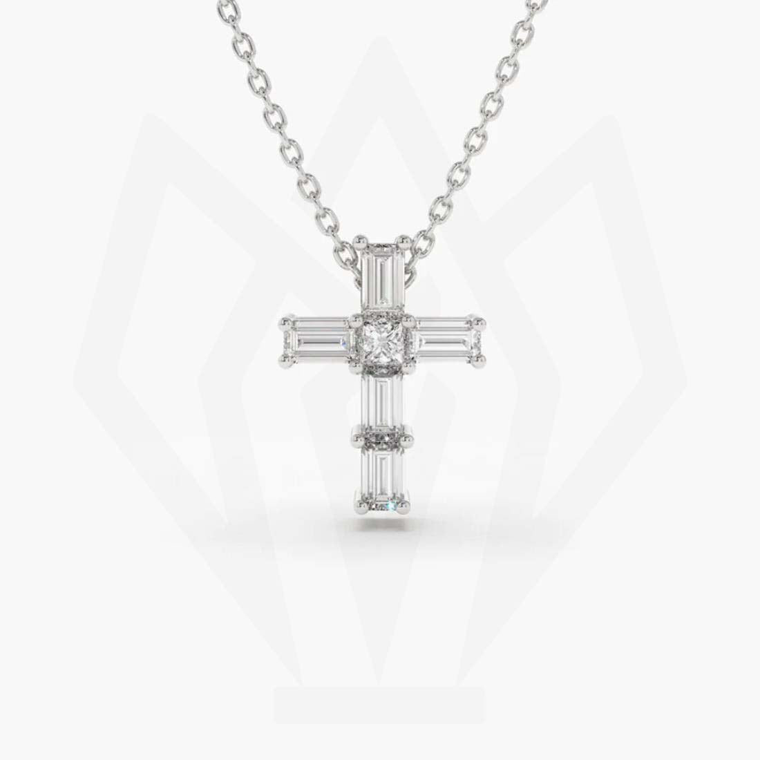 Cross Charm Diamond Pendant Necklace