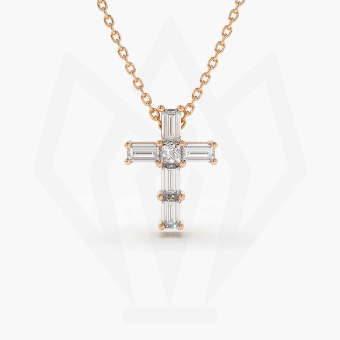 Cross Charm Diamond Pendant Necklace
