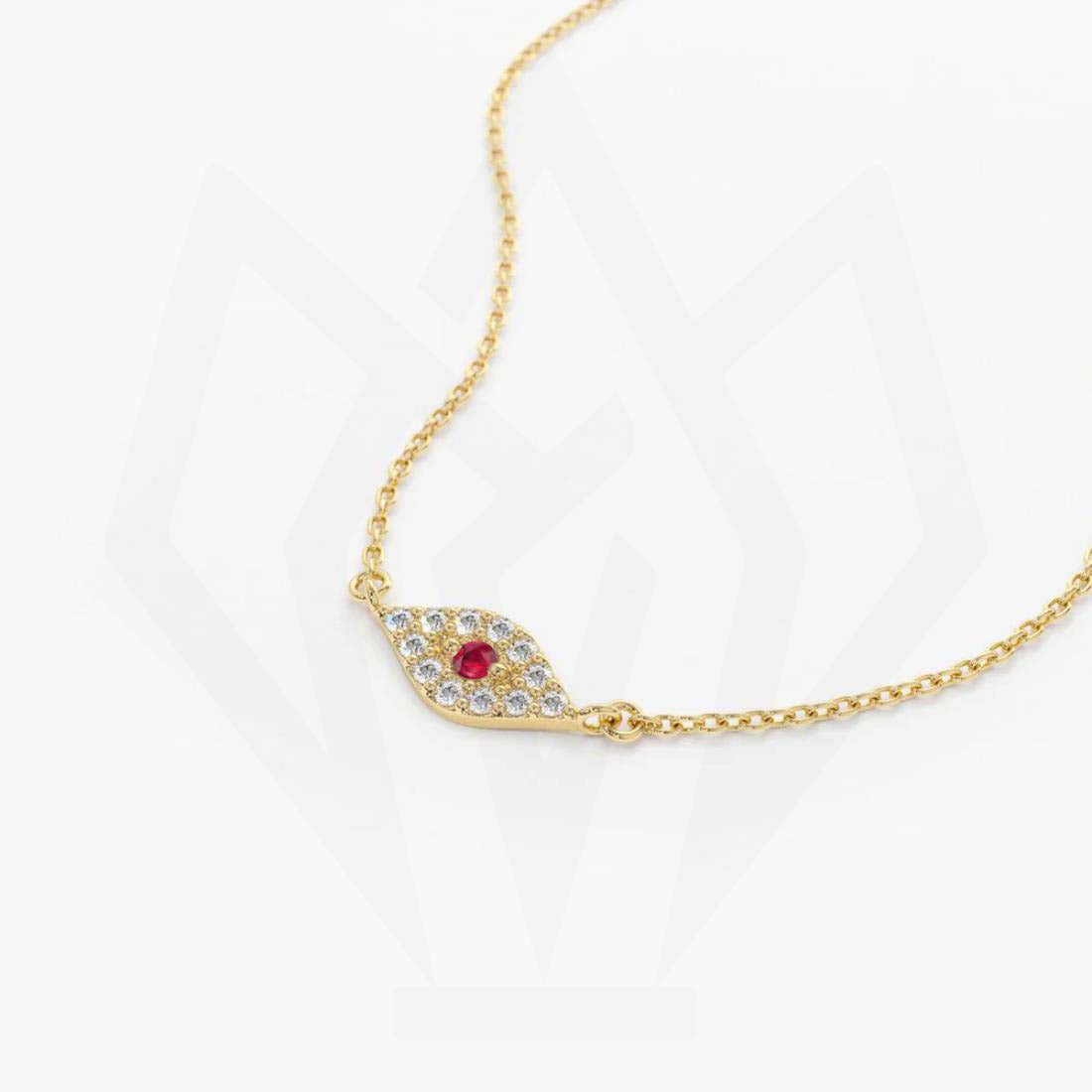 Rede Stone Evil Eye Diamond Charm Necklace