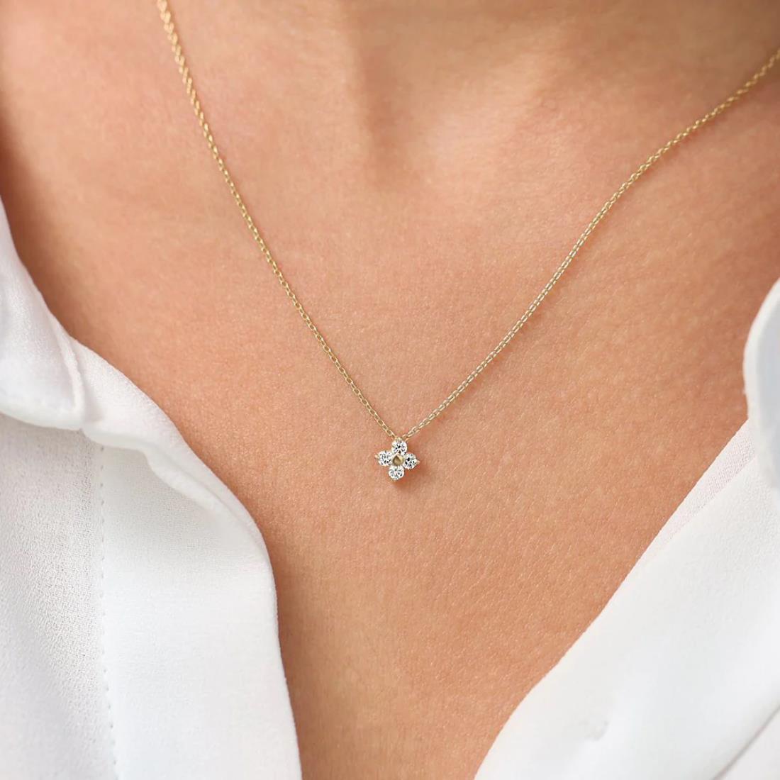 Quad Diamond Charm Necklace
