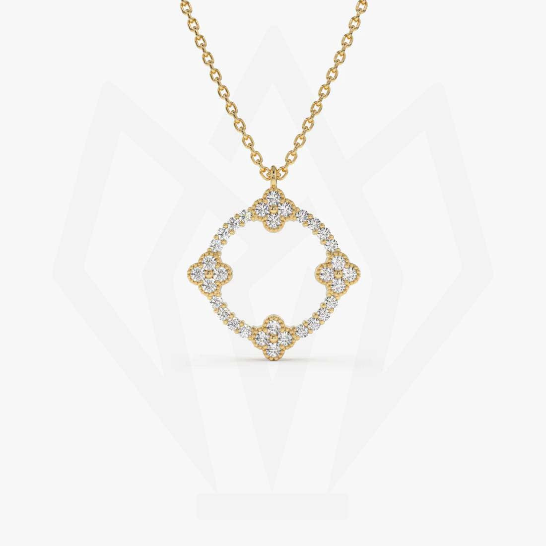 Little flowers Diamond Charm Necklace