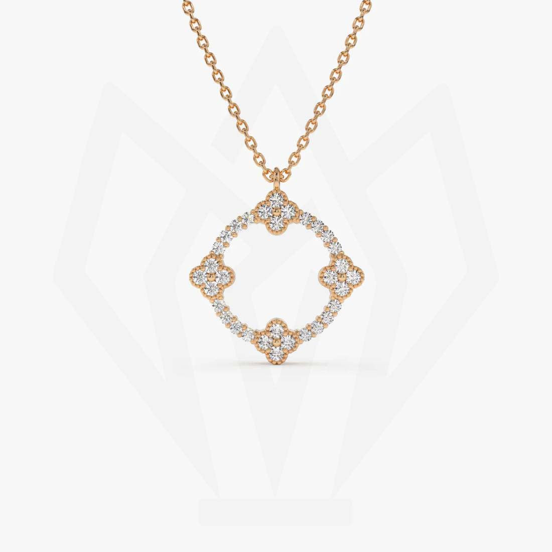 Little flowers Diamond Charm Necklace