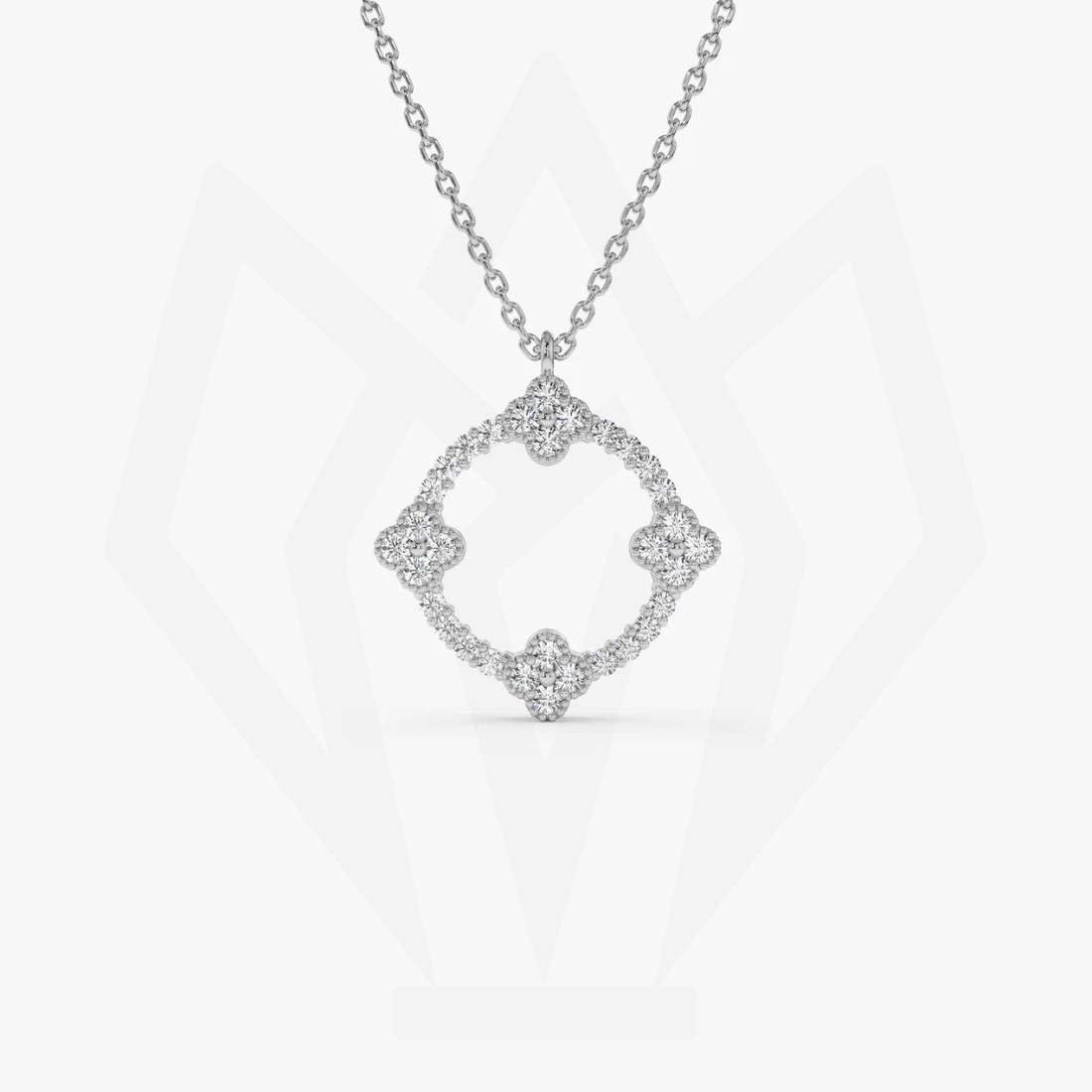 Little flowers Diamond Charm Necklace